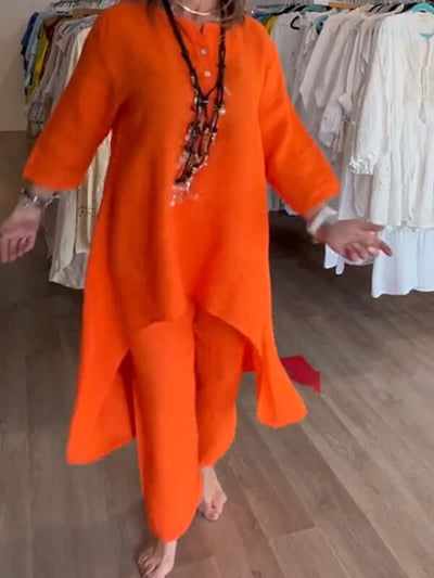 Casual kostym i linne för kvinnor