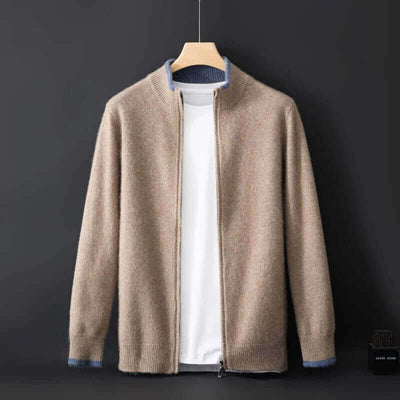 Herr Zip-Up Jacka i Premium Cashmere - Lyxig Värme och Stil