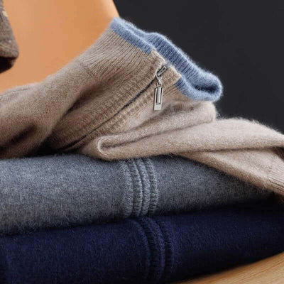 Herr Zip-Up Jacka i Premium Cashmere - Lyxig Värme och Stil